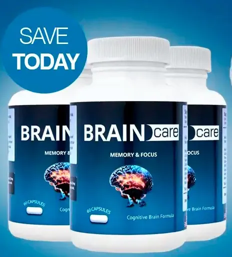 Three bottles of BrainCare Memory and Focus, the 60-capsule Cognitive Brain Formula, as shown on the official order page