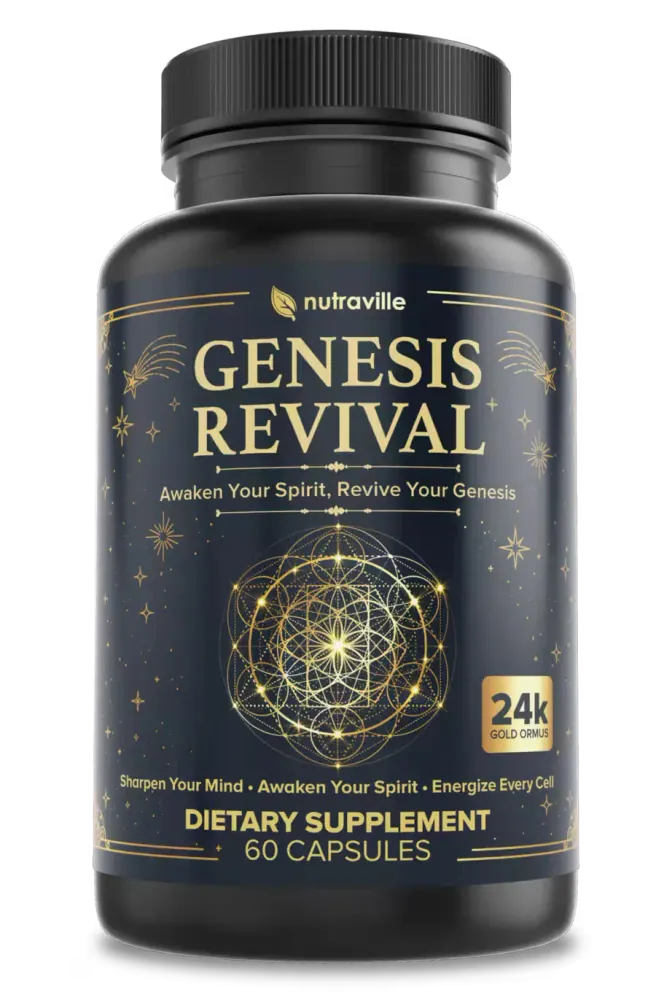 Genesis Revival by Nutraville — a mushroom and botanical capsule with Lion's Mane, Reishi, turmeric, schisandra and shilajit