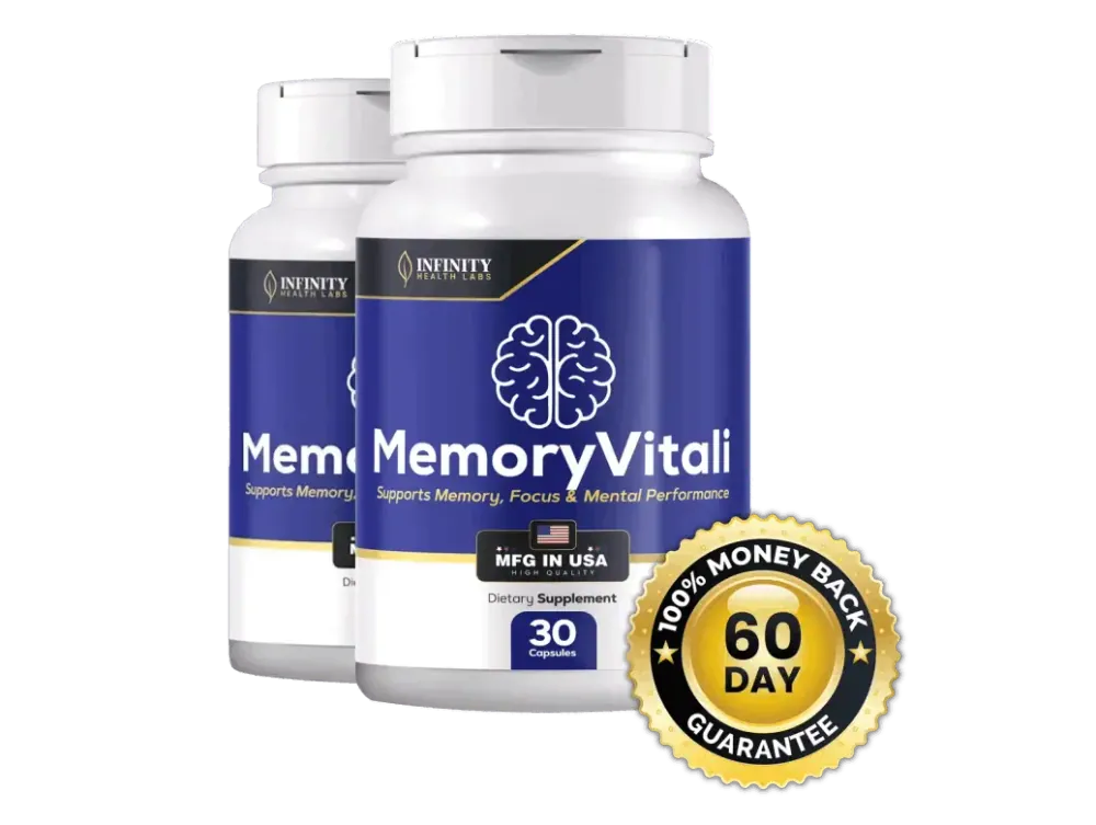 MemoryVitali by Infinity Health Labs — a once-daily brain supplement combining B vitamins with a 151 mg blend of caffeine, L-Tyrosine, Theacrine, Bacopa and Huperzine-A
