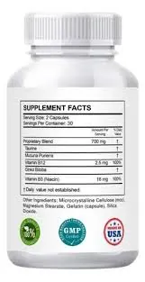 Mind Vault supplement facts label