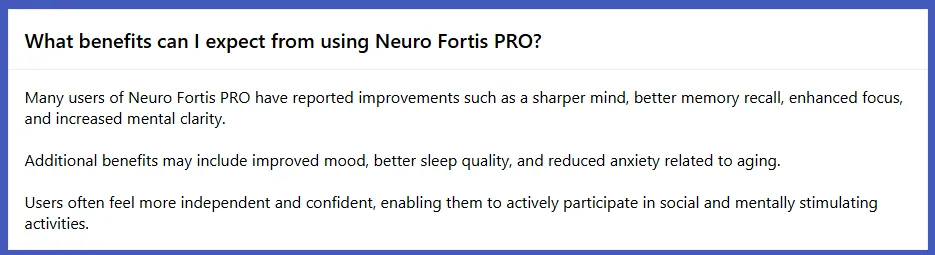 Neuro Fortis PRO benefits overview