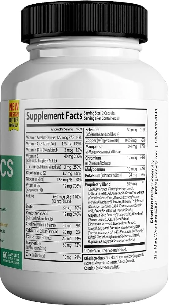 Vertigenics supplement facts label