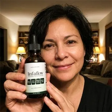Linfaflow customer photo 6 — a verified buyer holding the 2 fl oz dropper bottle