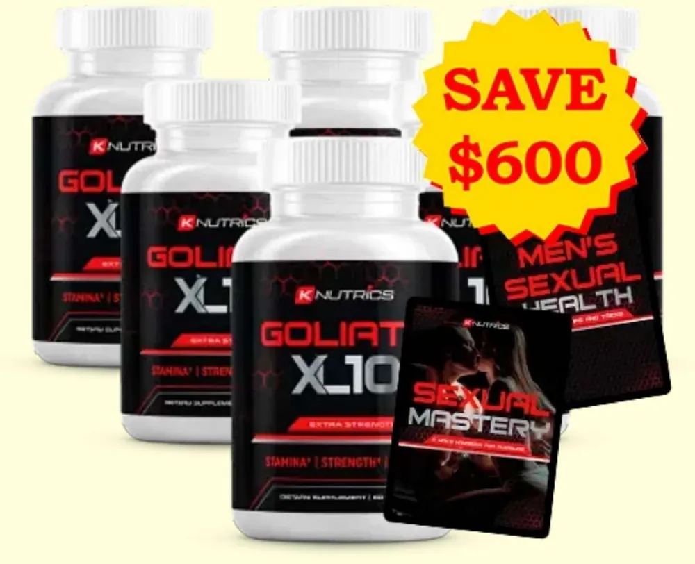Goliath XL 10 six-bottle bundle with the two free bonus eBooks, Men's Sexual Health and Sexual Mastery
