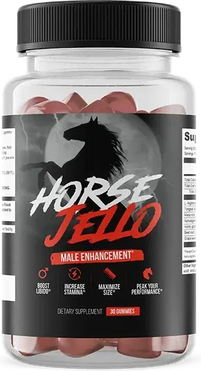 Horse Jello male enhancement gummy bottle — a daily Tongkat Ali, Maca and Ashwagandha gummy formula for men