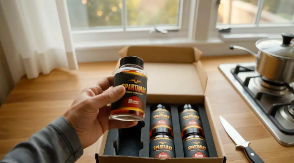 A SpartaMax Gummies 6-bottle order arriving in plain packaging — discreet shipping on every bundle