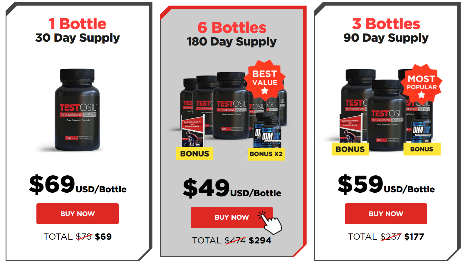 Testosil® bundle options – testosterone support supplement with savings on multi-bottle packs