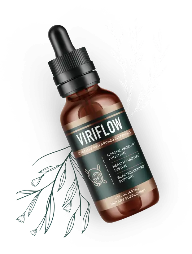 ViriFlow prostate support drops — 2 fl oz dropper bottle of the nine-ingredient seaweed and saw palmetto liquid formula