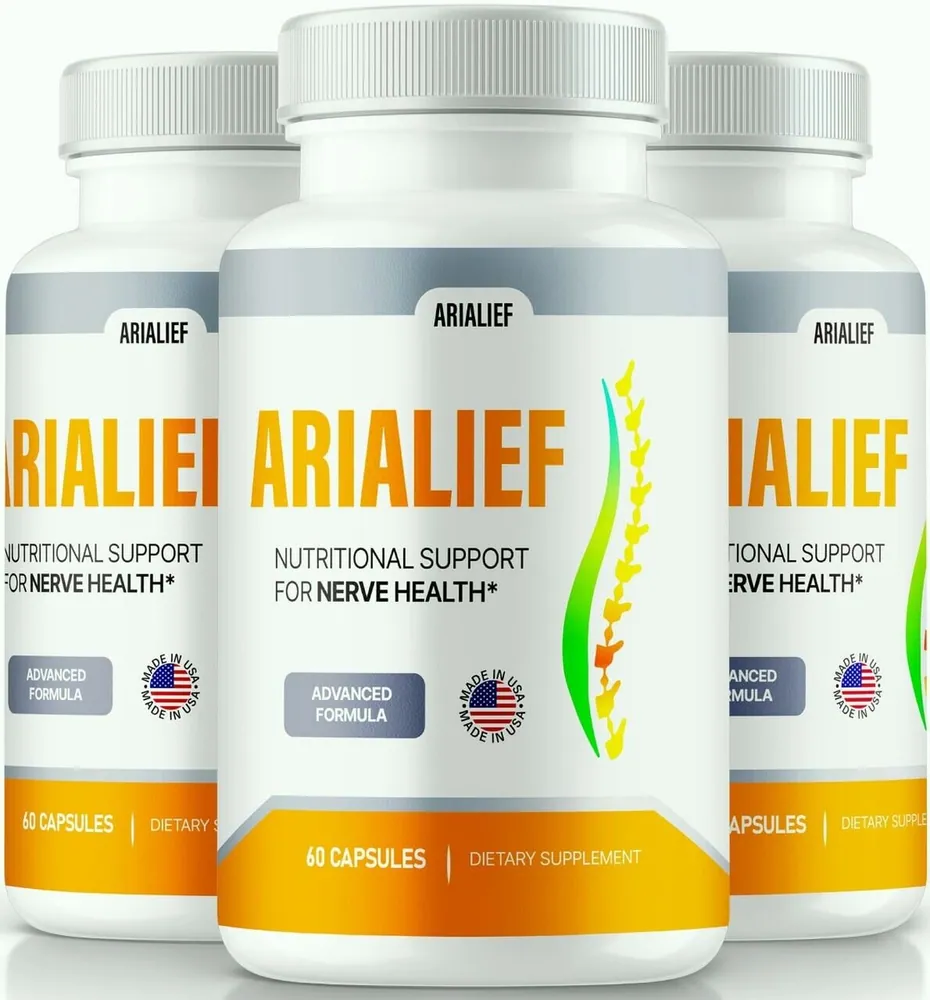 Arialief nerve-support supplement — three-bottle bundle, nutritional support for nerve health, made in the USA
