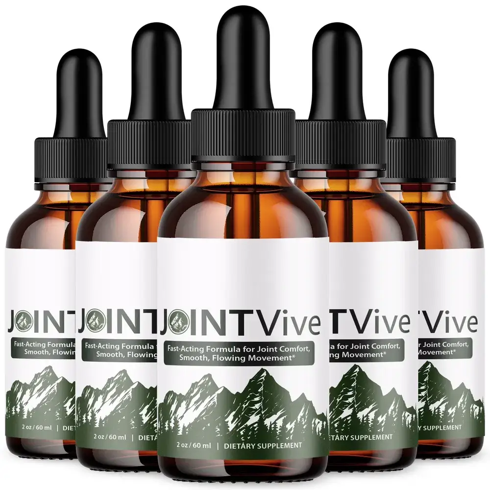 JointVive liquid dropper bottle — a 9-plant botanical blend led by pine bark and tamarind for joint comfort and antioxidant support