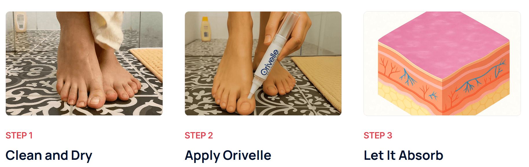 Orivelle Fungus Pen label — full 17-ingredient plant-based formula with tea tree oil, peppermint, aloe vera, and nourishing carrier oils