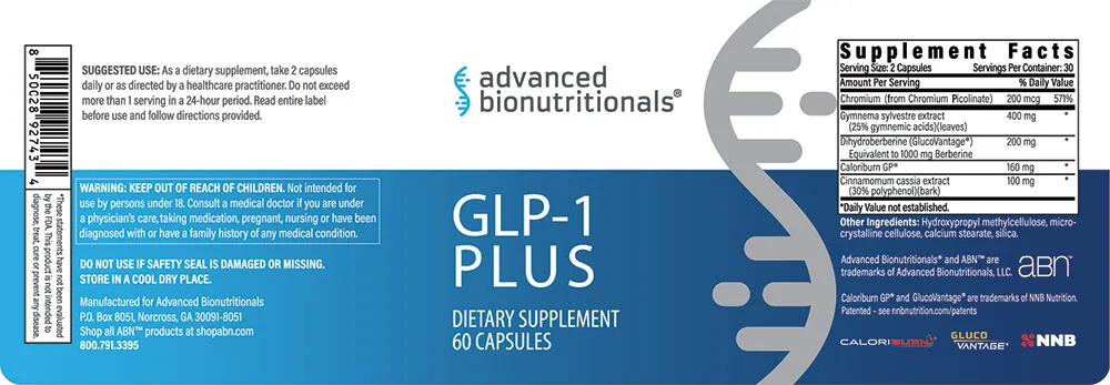 GLP-1 Plus supplement facts label