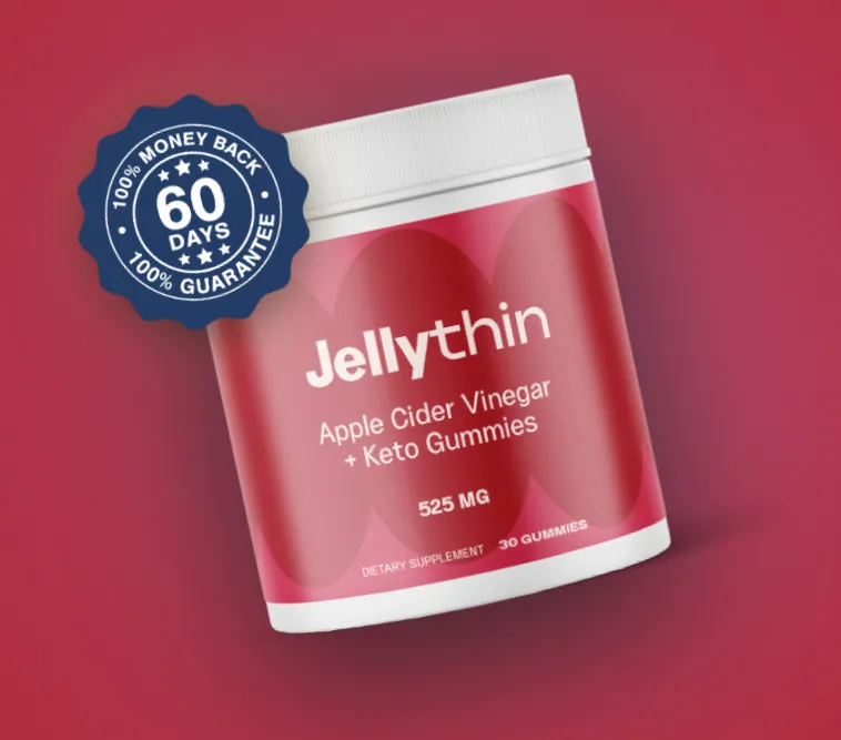 JellyThin bottle with the manufacturer's 60-day 100% money-back guarantee seal