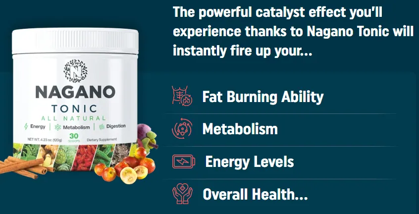 Nagano Tonic benefits overview — Japanese adaptogen + thermogenic powder for stress-driven belly fat, slow metabolism, energy, cravings, digestion