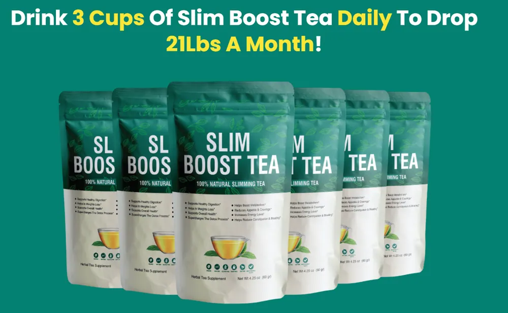 Slim Boost Tea official page claim: drink 3 cups daily to drop 21 lbs a month